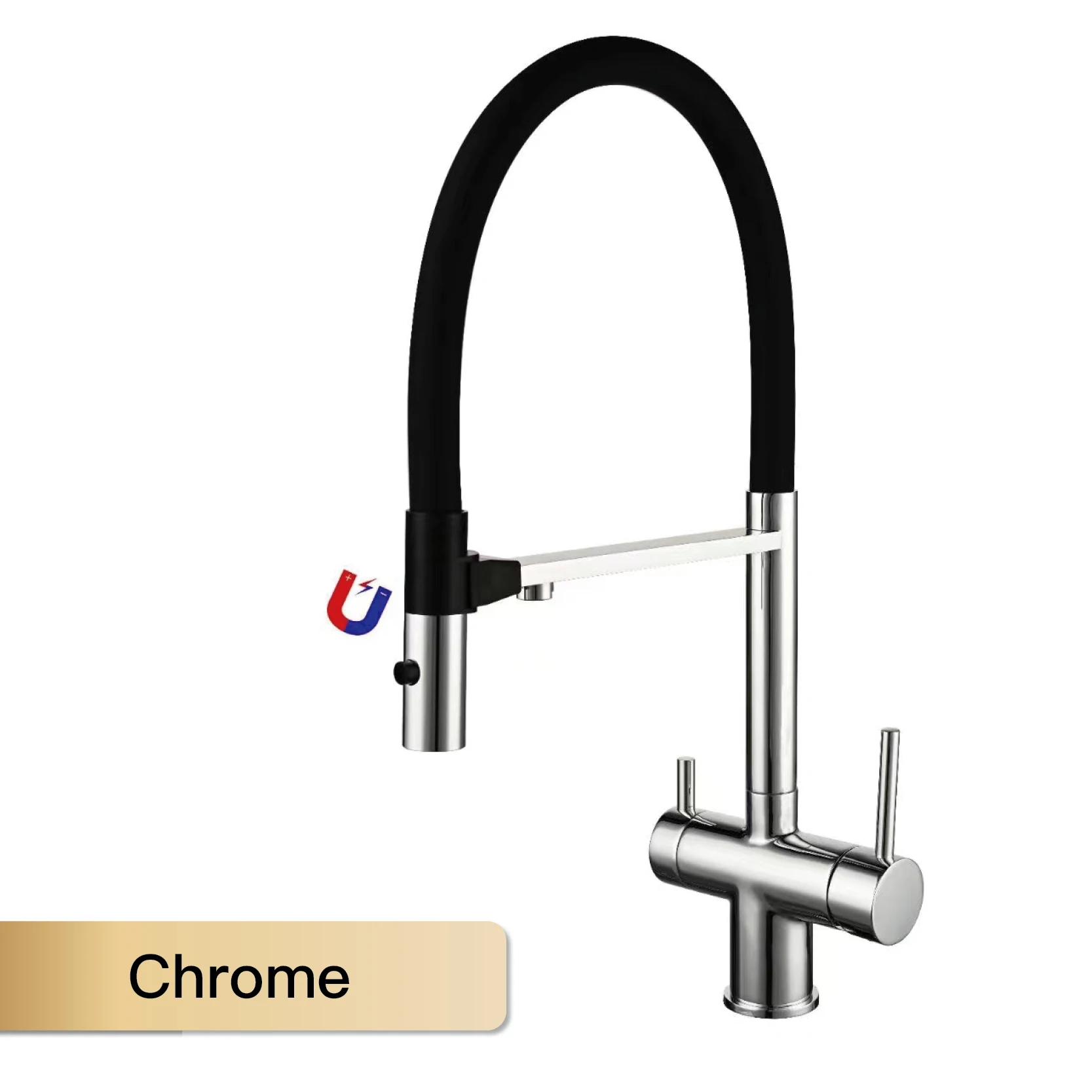 

Современный кухонный смеситель из матовой золотой латуни с двойным управлением холодного и горячего магнитного всасывания, кухонный кран, дизайн фильтрации воды