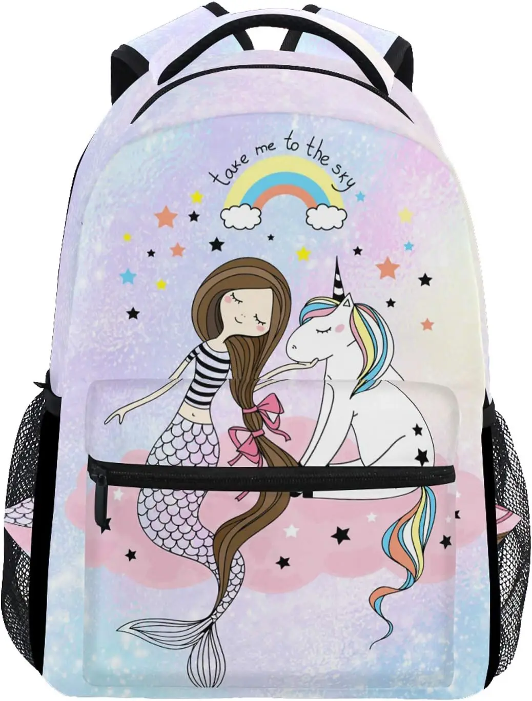 

Dab Unicorn Kids Backpack School Bookbags Girls Boys Long haired girl unicorn Get along well