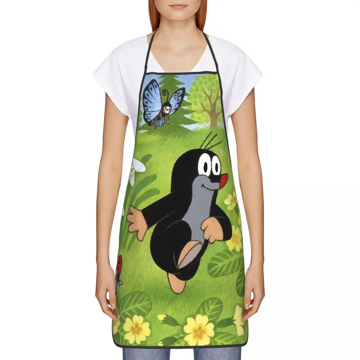 Cute Happy Mole Krtek Funny Apron Women Men Cartoon Little Maulwurf Adult Unisex Kitchen Chef Bib Tablier Cuisine Cooking Baking