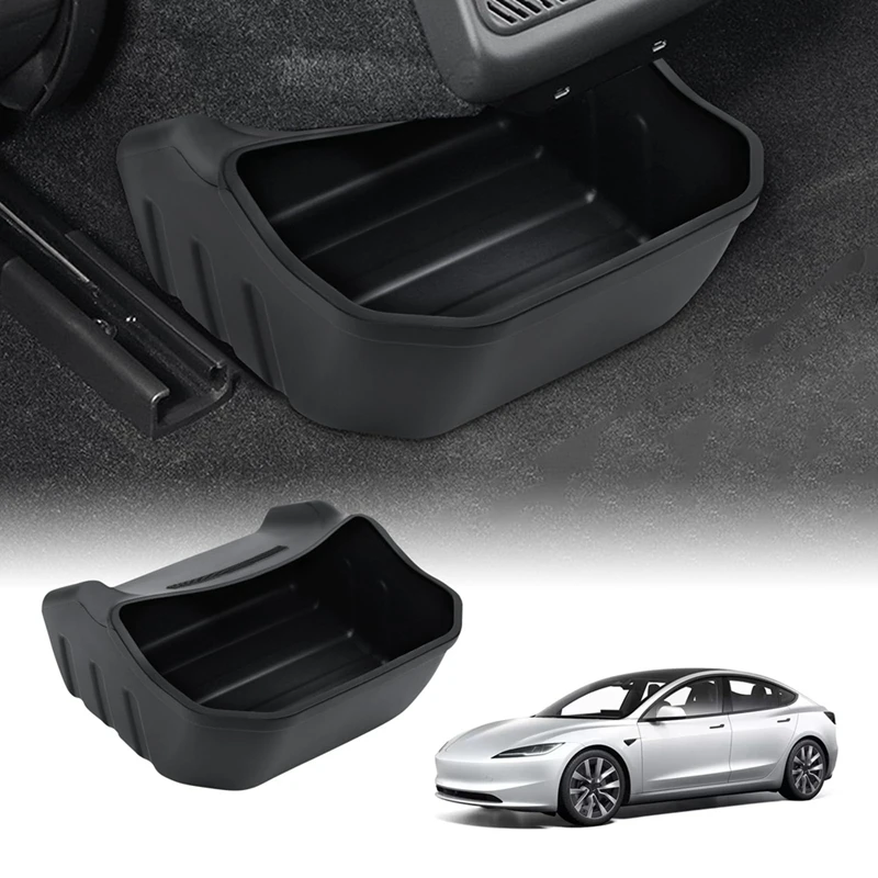 Rear Center Console Organizer For Tesla Model 3 Highland 2024 Backseat Storage Box Trash Can Rear 2Nd Row Seat Organizer