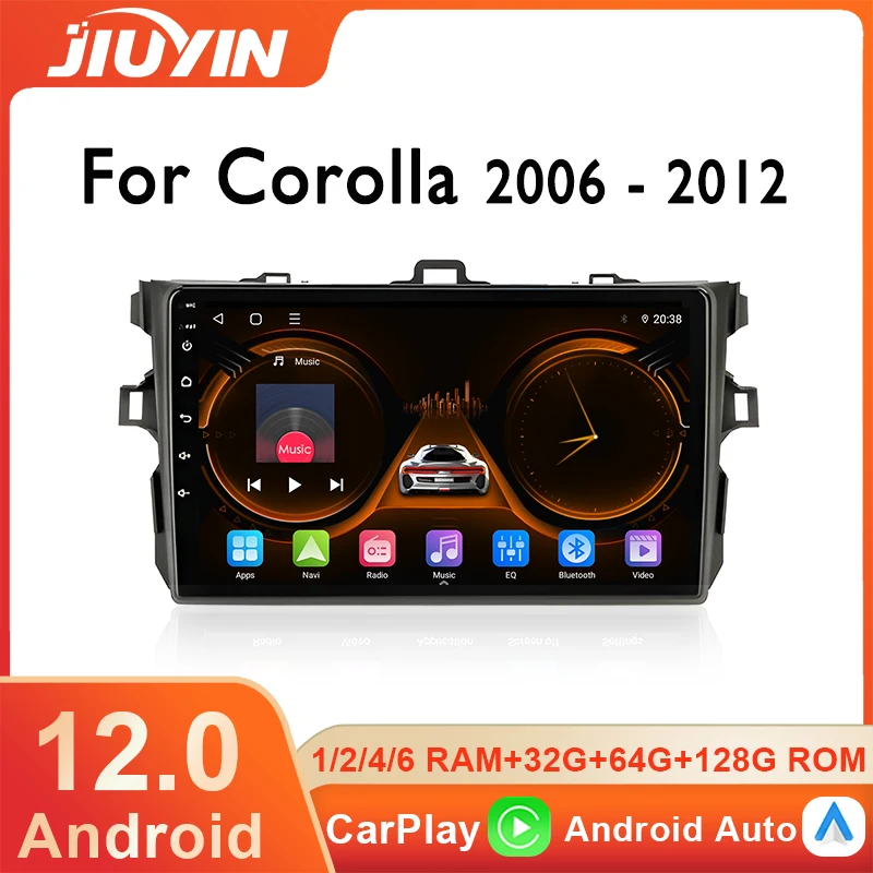 

JIUYIN Pro 8 Core 2Din android 12 Car Radio Multimedia Video Player For Toyota Corolla E140 150 2006-2013 Autoradio Carplay gps