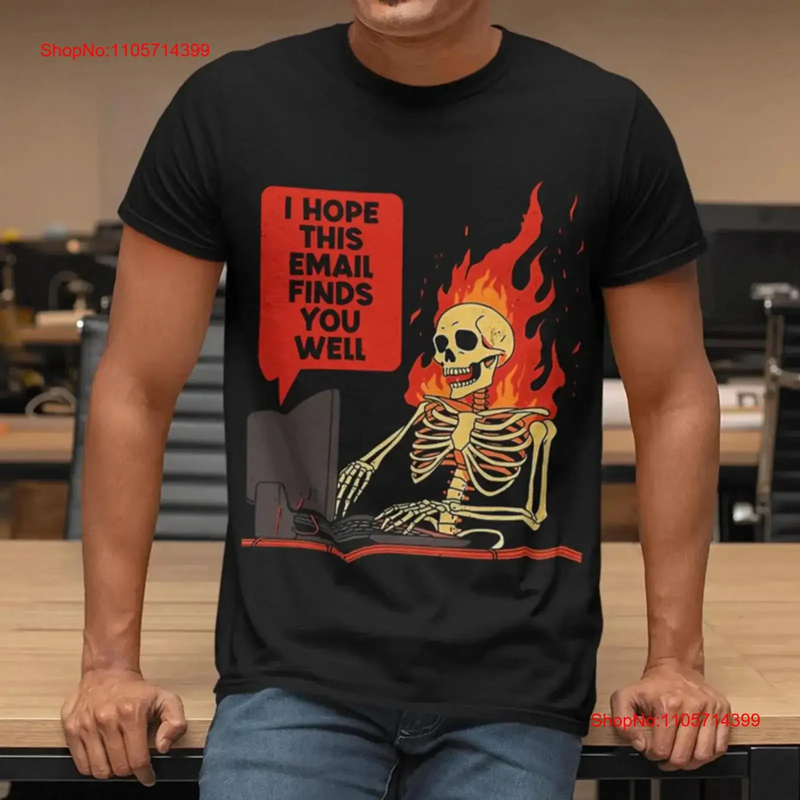 T-shirt « J'espère que cet e-mail vous trouve bien» pour hommes et femmes, humoristique, humoristique de bureau, meme relatif, vintage, effet délavé, vêtements de créateur