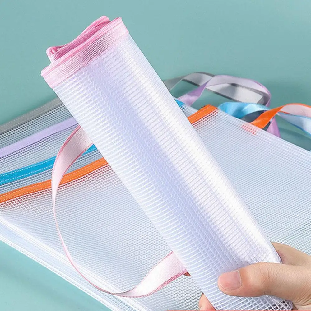 A4 Mesh Zipper Pouch Document Bag Waterproof Zip File Folders Pencil Case Storage Bags School Office Supplies