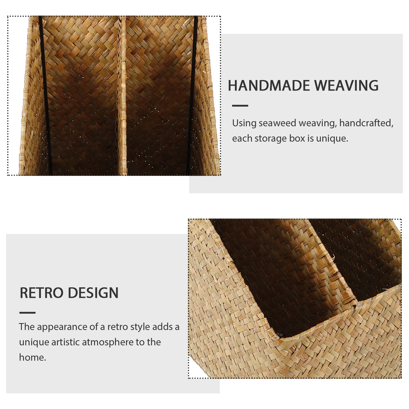 

Handwoven Straw Storage Box Desktop Organizer Woven Basket for Books Magazines Sundry File Multi-function Sundry Basket Storage