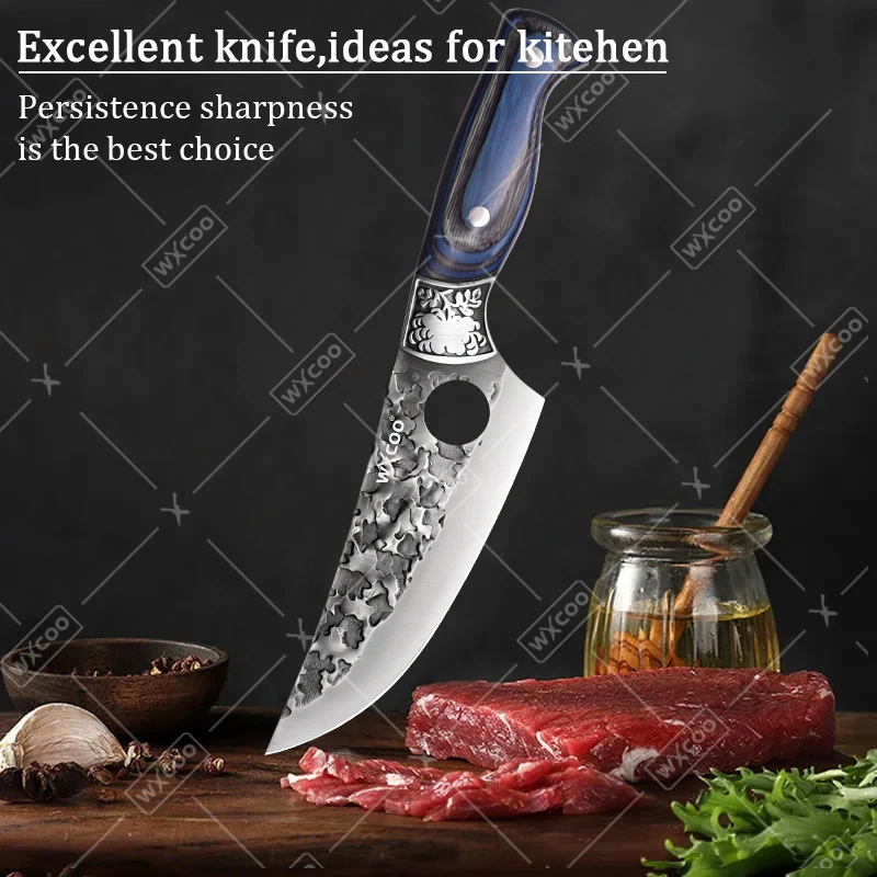 WXCOO Hand Forged Boning Knives Stainless Steel Trimming Kitchen Knife Meat Cleaver Butcher Knife for Cutting Fruit Vegetable