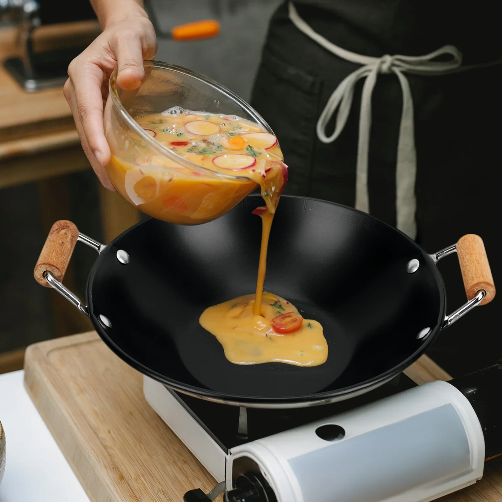 Hot Pot Cooking Pot Household Cooking Pot Cooktops Wok Pan Supply Thicken Pot with Wooden Handle