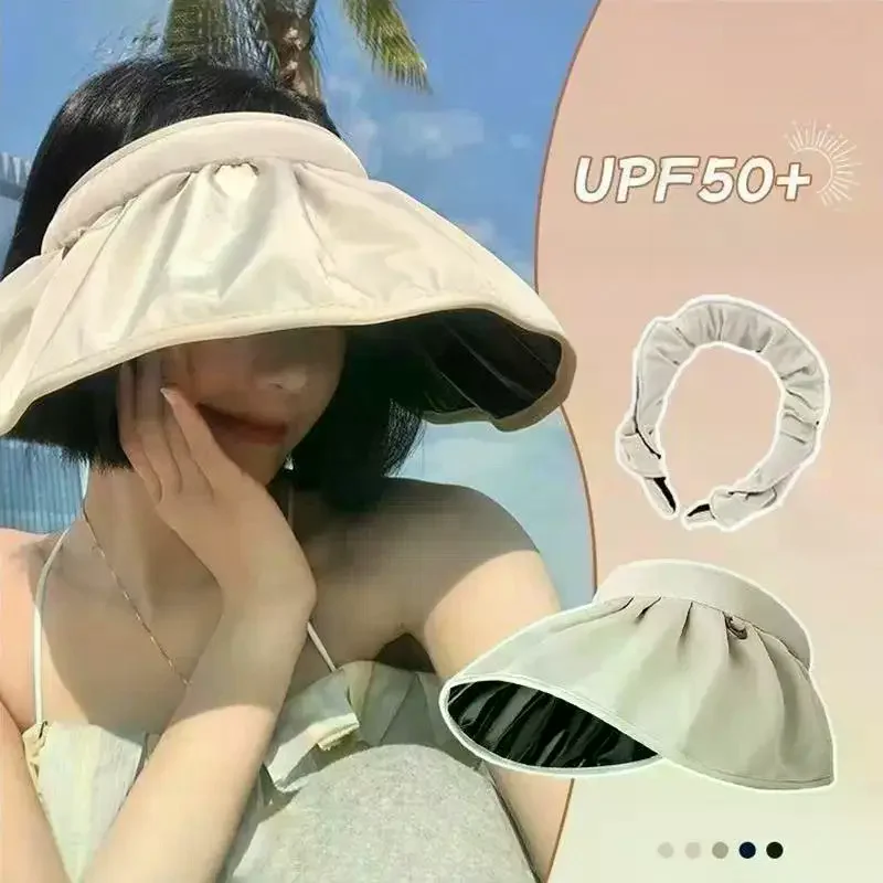 UPF50 Plus Full Face Sun Visor Hat Dual Use Foldable Headband Suitable for Vacation Sun Block