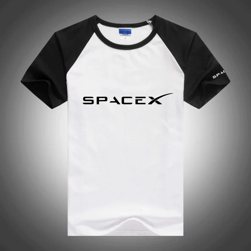 

SpaceX Space X Logo 2023 Men's New Summer Fashionable Solid Color Block Round Neck Shorts Raglan Sleeve Casual Sports Tees Tops