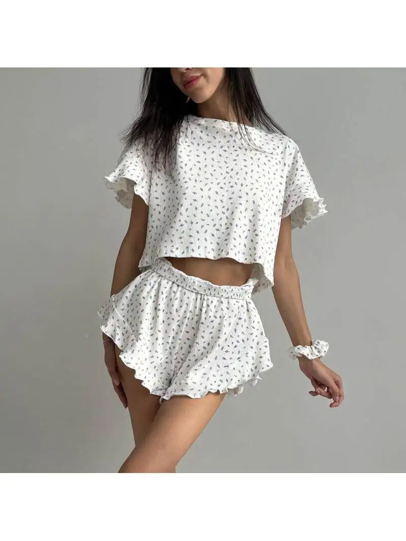 

Женский повседневный комплект с принтом ort Sve round Ne ort Pants Spwear Комплект из двух предметов Удобная легкая домашняя одежда