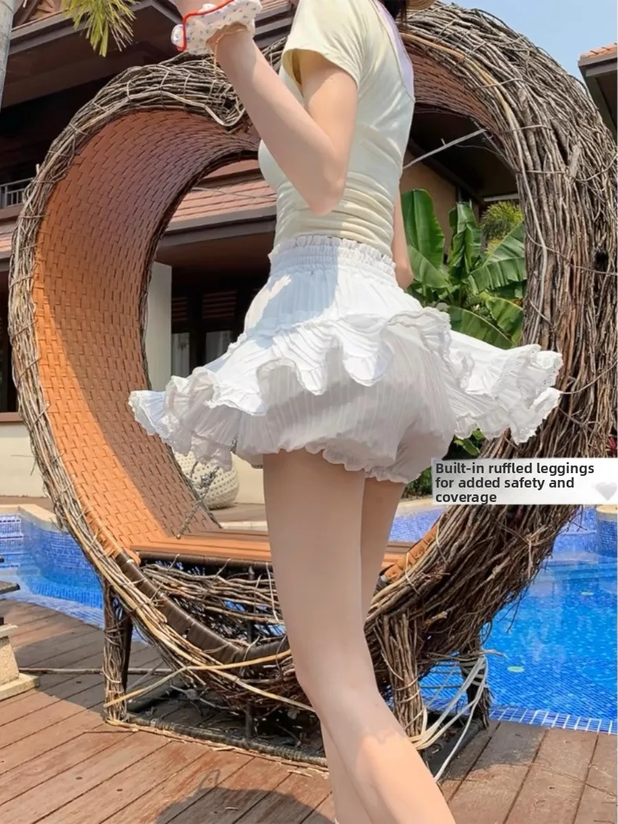 

Юбка-трапеция больших размеров, летняя, женская, с кружевной отделкой, черная, в стиле балетной юбки, с защитой от просвечивания, модель «Кейк»