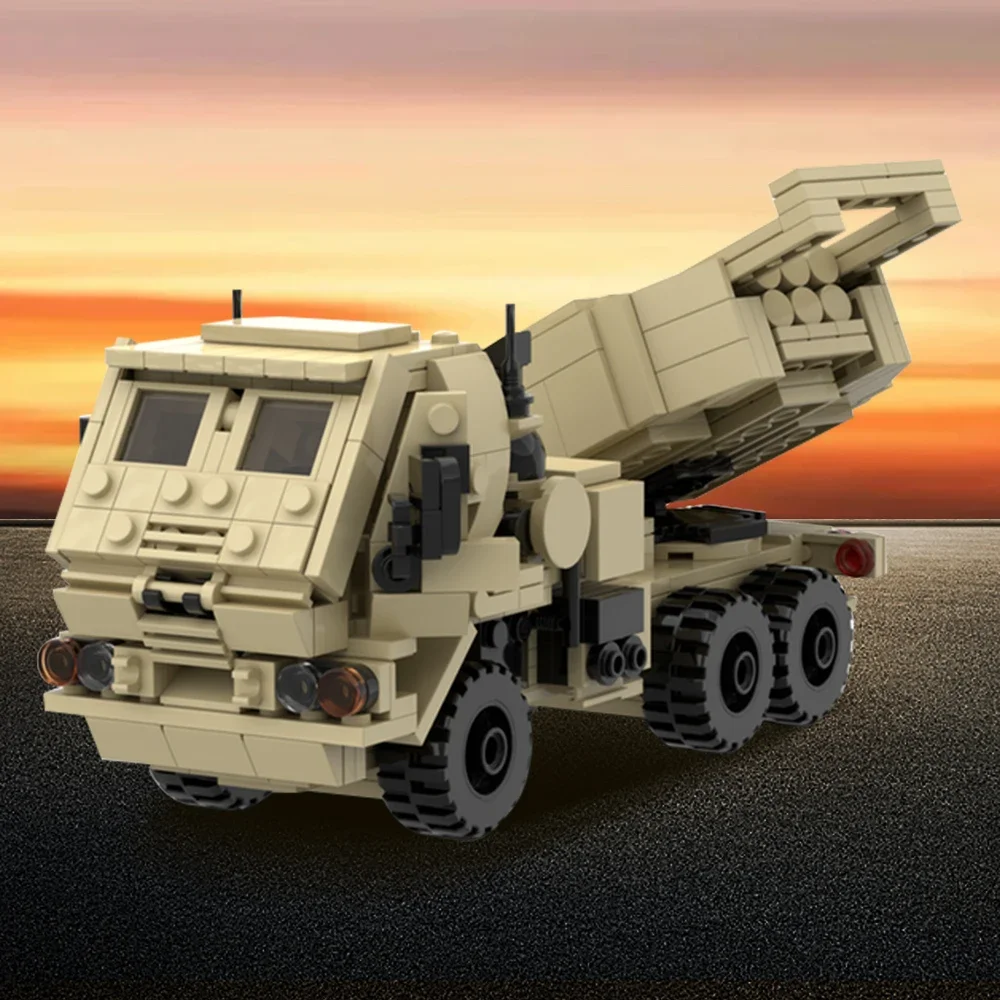 Moc m142 himars lançador de foguetes veículo blindado bloco de construção modelo coleção do exército veículo militar série tijolos brinquedos presente do miúdo