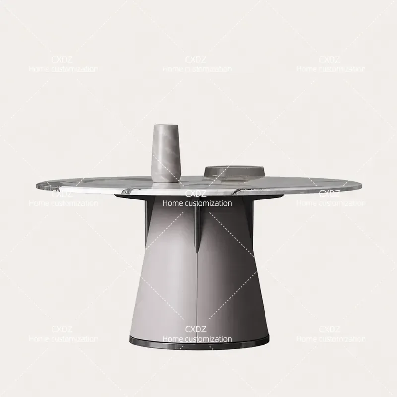 Light Luxury Italian Natural Marble Dining Table Modern Restaurant Furniture High End Stone Round Table 2025 New