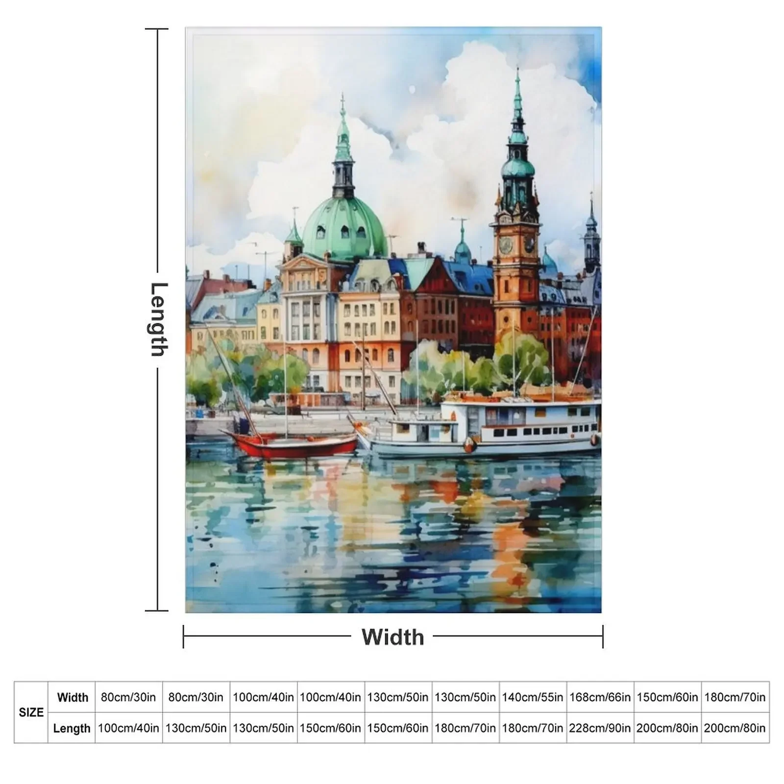 A Watercolor Design of Stockholm - Sweden Throw Blanket Large Fashion Sofas Blankets For Bed for babies Blankets