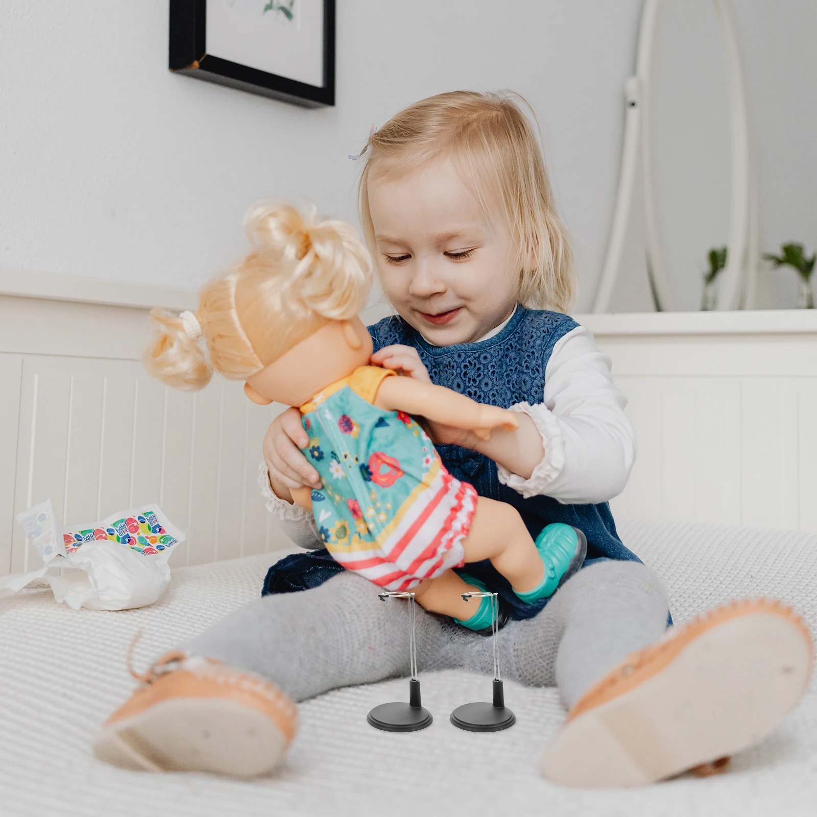 

4Pcs Action Figure Stand Adjustable Height Portable Durable Iron PVC Display Holder for Figures Saving