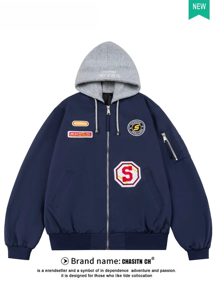 

Lightweight Flight Jaet for Boys Spring Autumn Baseball Sle Casual Faion Urban Loose Fit Polyester Fiber Zipper Closure