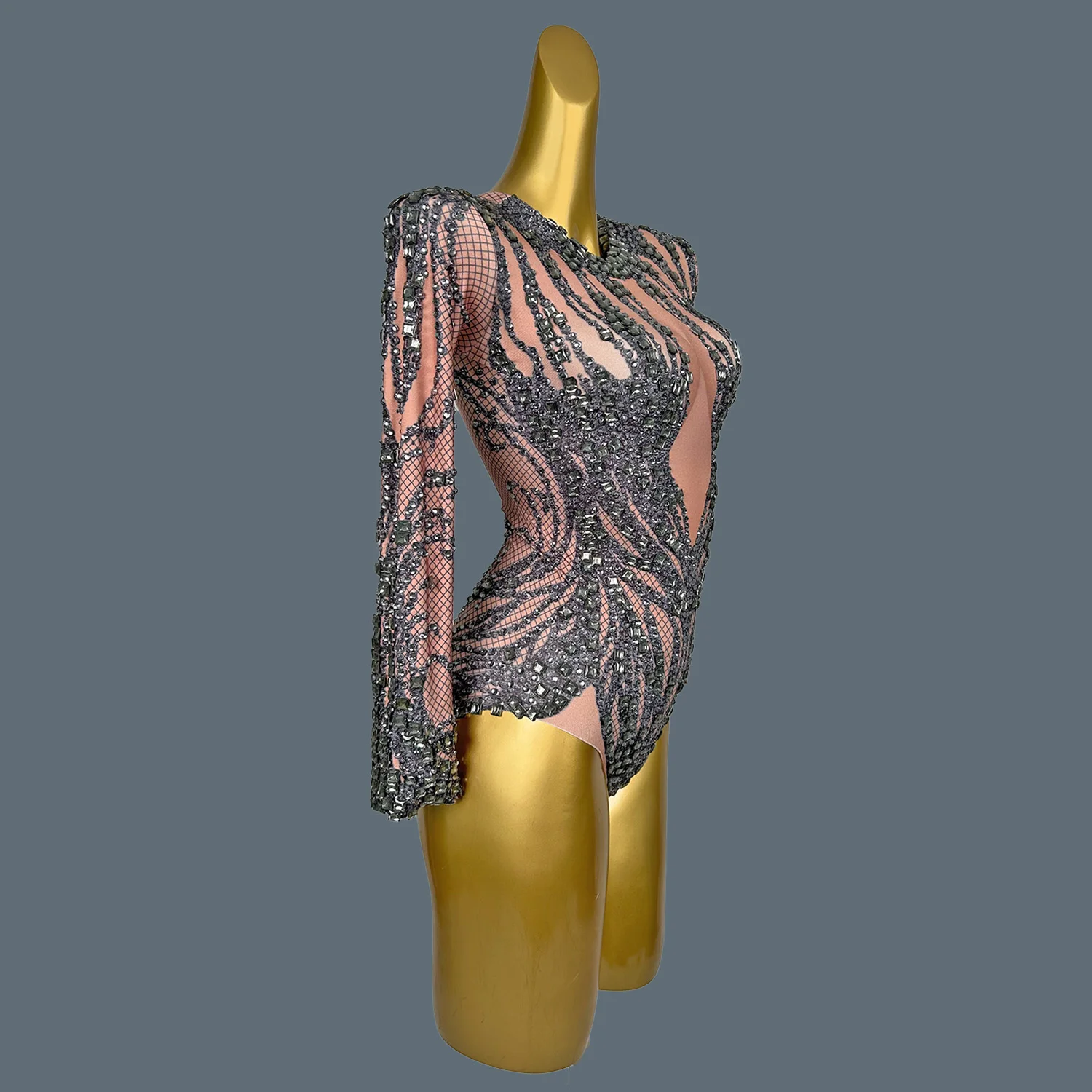 Sexy Crystal Bodysuit Nightclub Bar Stage Performance Women DJ Singer Dancer Party Rave Outfit Ballroom Dance Costume Shuiyin