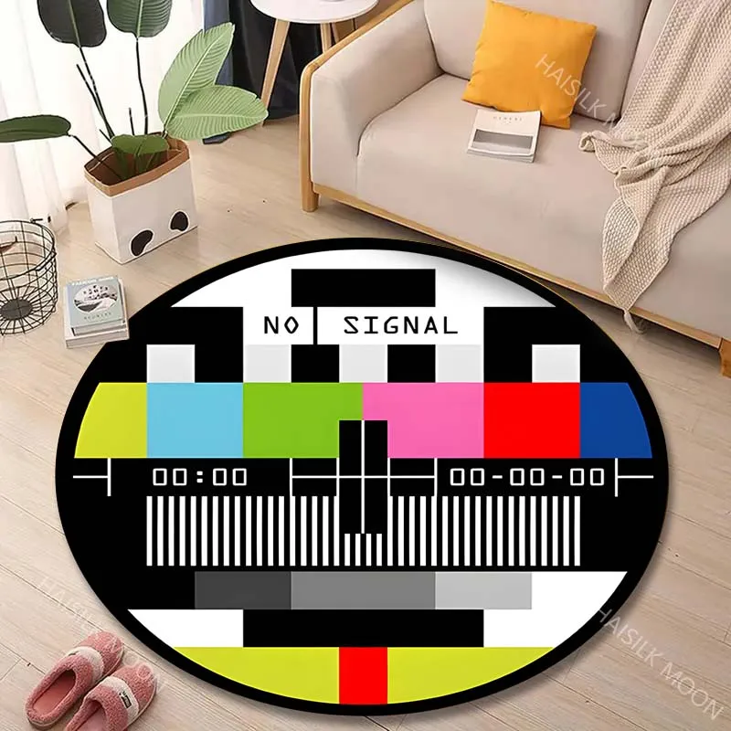 1PC Color TV Test Pattern Print Round Carpet for Living Room Bedroom Sofa Table Floor Mat Area Rug Luxury Gift