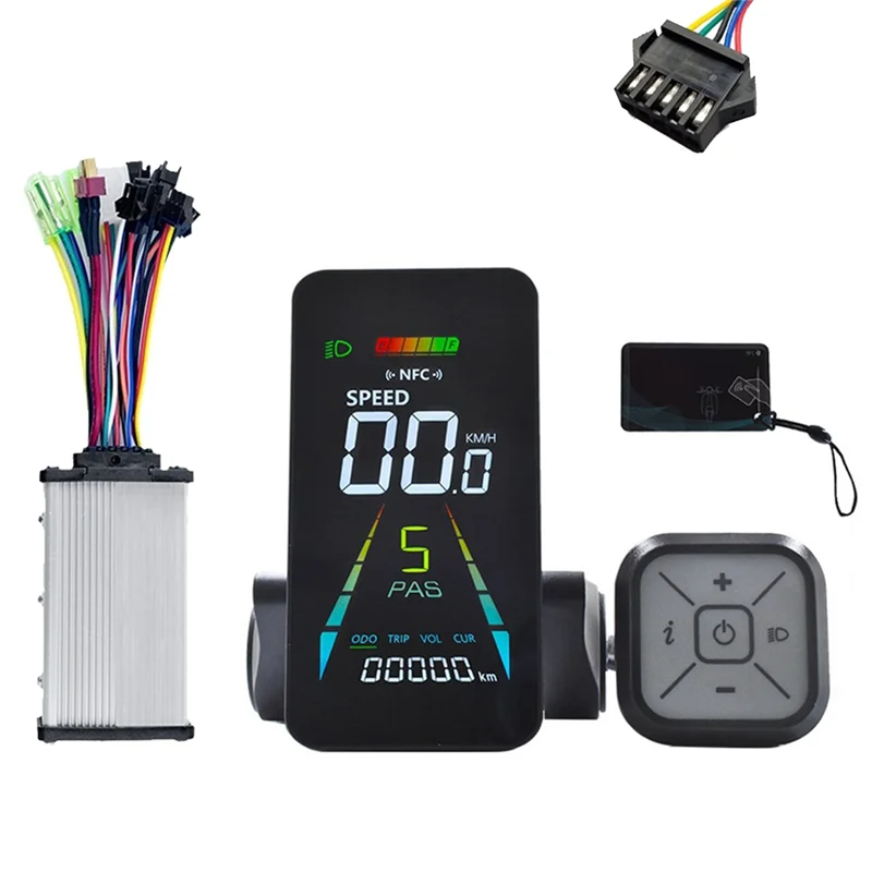 

B48B-E-Bike 24 В/36 В/48 В/60 В NFC ЖК-дисплей Цветомер UART Спидометр + 36 В 350 Вт Контроллер для электрического скутера