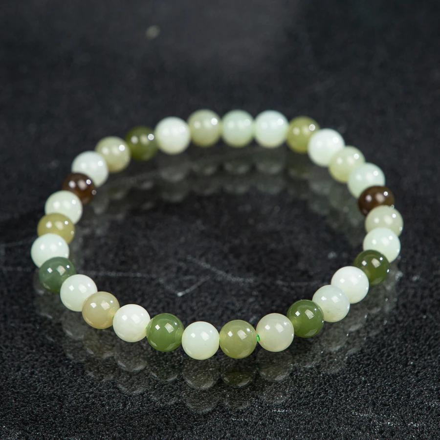 

TIMESWIND Original Jade Natural Green Round Beaded Simple Women Bracelet Fashion Jewelry with Certificate