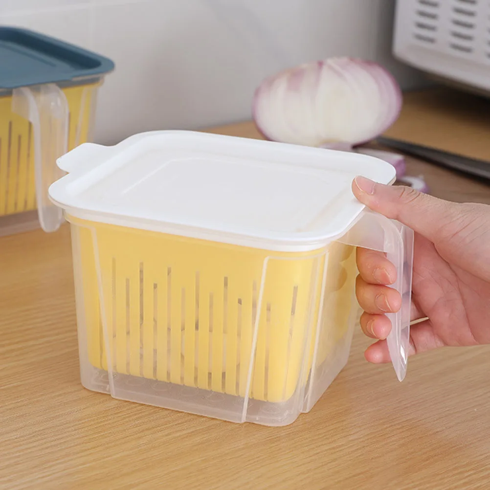 

2pcs PP Preservation Boxes Kitchen Fridge Storage Snacks Ingredients Dry Food Fresh Vegetable Meat Fine Sealing Draining Crisper