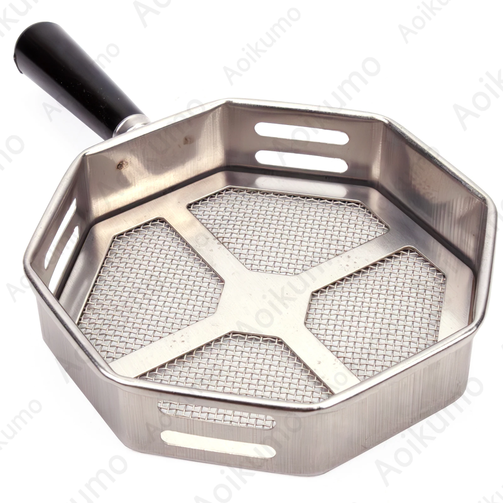 فلتر كربون مثمن للشيشة من الفولاذ المقاوم للصدأ مع ملحقات شيشة للحفاظ على الحرارة بمقبض أسود #6