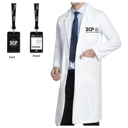 Anime SCP white Coat Cosplay Special Containment Procedures Costume HalloweenCloak Jacket Strech Party Men Clothes Outfit