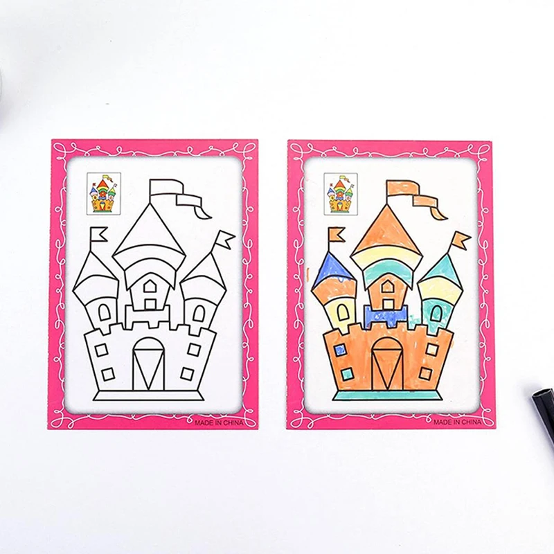 10PCS Watercolor Painting Random Style Children DIY Graffiti Coloring Card Early Education Puzzle Graffiti Drawing Toys TMZ