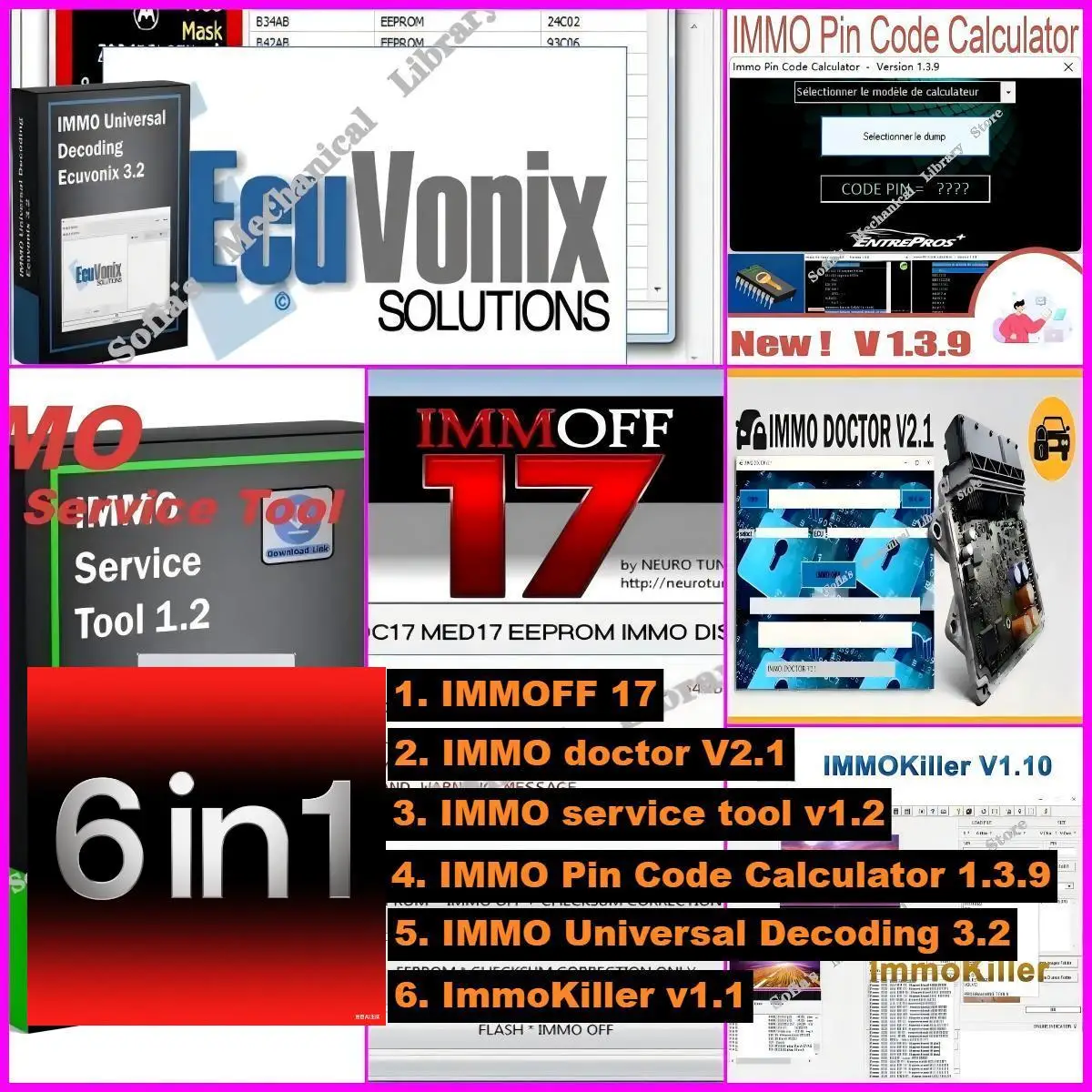

IMMO OFF software pack/immoff 17/IMMO doctor V2.1/IMMO service tool Pin Code Calculator/IMMO Universal Decoding 3.2/ImmoKiller