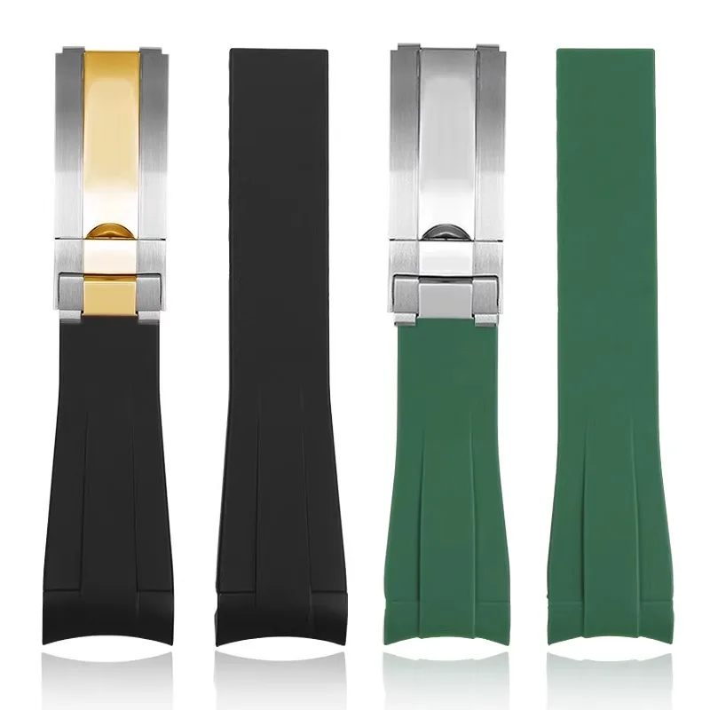 20 مللي متر 21 مللي متر أسود أخضر أزرق منحني نهاية سيليكون المطاط حزام الساعات ل دور حزام RX دايتونا الغواصة GMT اكسبلورر 2 سوار #6