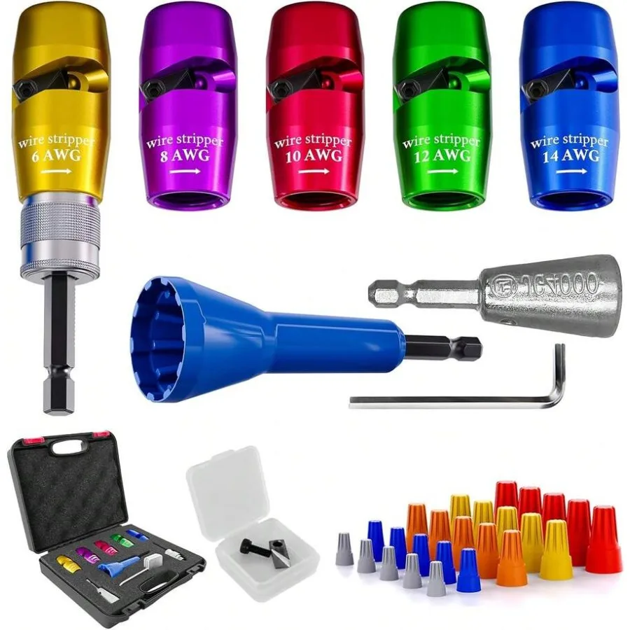 Electrician Tools Wire Stripper For Drill 8 In 1 Professional US Regulations Stripping And Twisting Connectors For 14-12-10-8-6