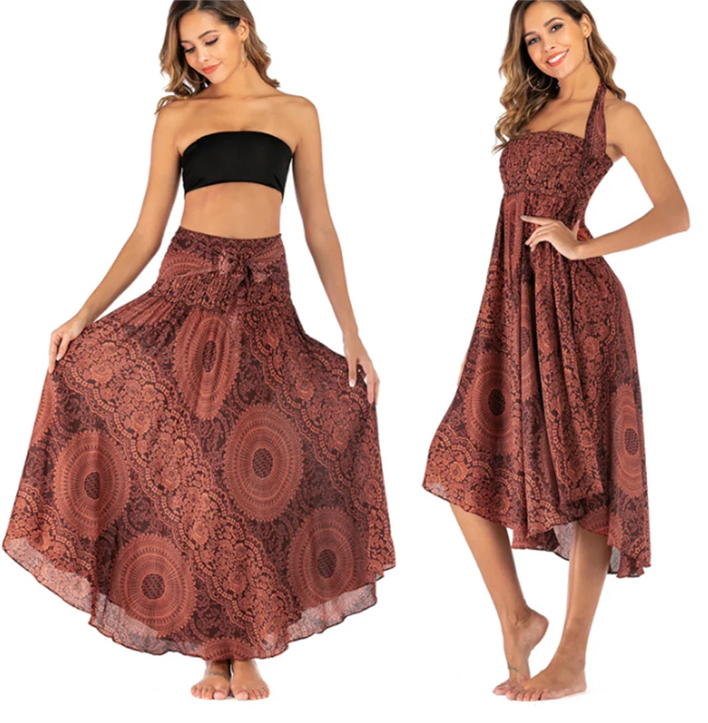 Boho-jurk en rok voor dames Yoga Casual zomer Maxi lang kort bedrukt voor strand Bohemen Muti functionele jurk