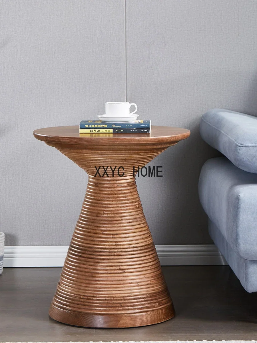 Tavolino da caffè rotondo in rattan silenzioso, tavolino in frassino, mini tavolo da tè rotondo