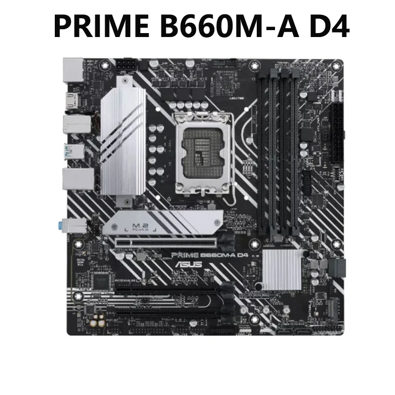 

ASUS PRIME B660M-A D4 Intel B660 (LGA 1700) mATX Motherboard With PCIe 4.0 2xM.2 Slots 1Gb Ethernet DP 2xHDMI Rear USB 3.2