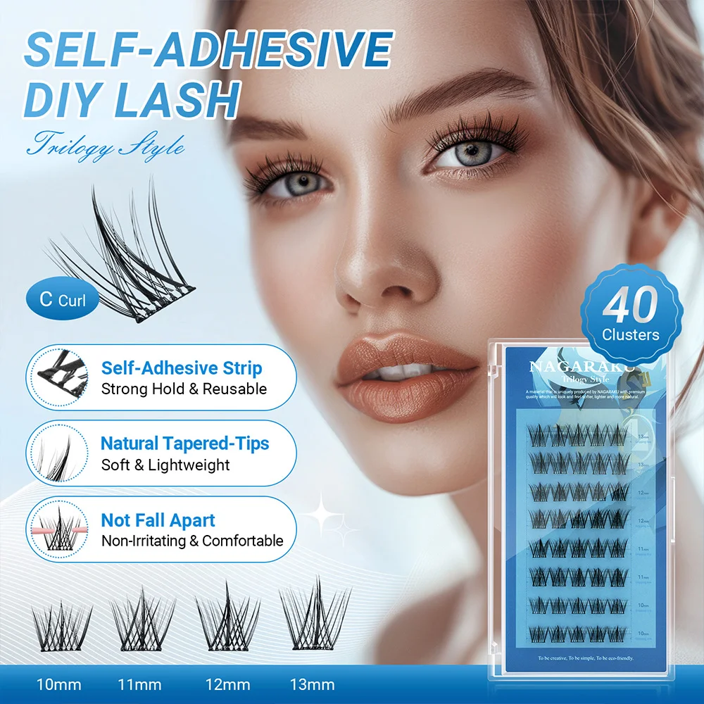 NAGARAKU Self Adhesive DIY Lashes No glue needed Makeup Tools False Eyelashes E xtensions