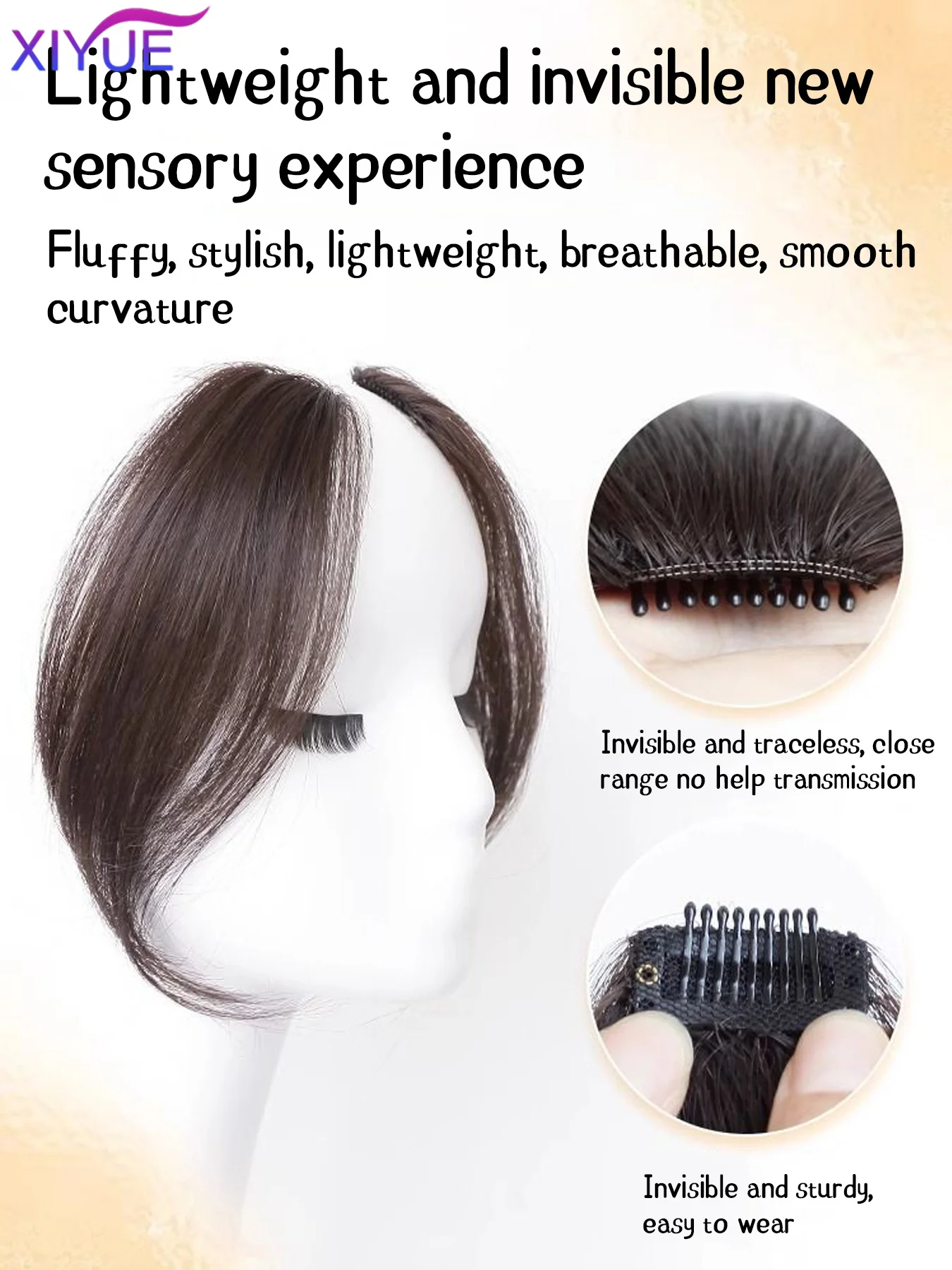 Synthetic Fringe Clip In Hair Bangs Hairpiece 2Pcs Middle Part Two Sides Bang Hair Pieces Clip In Extensions For Women Girls