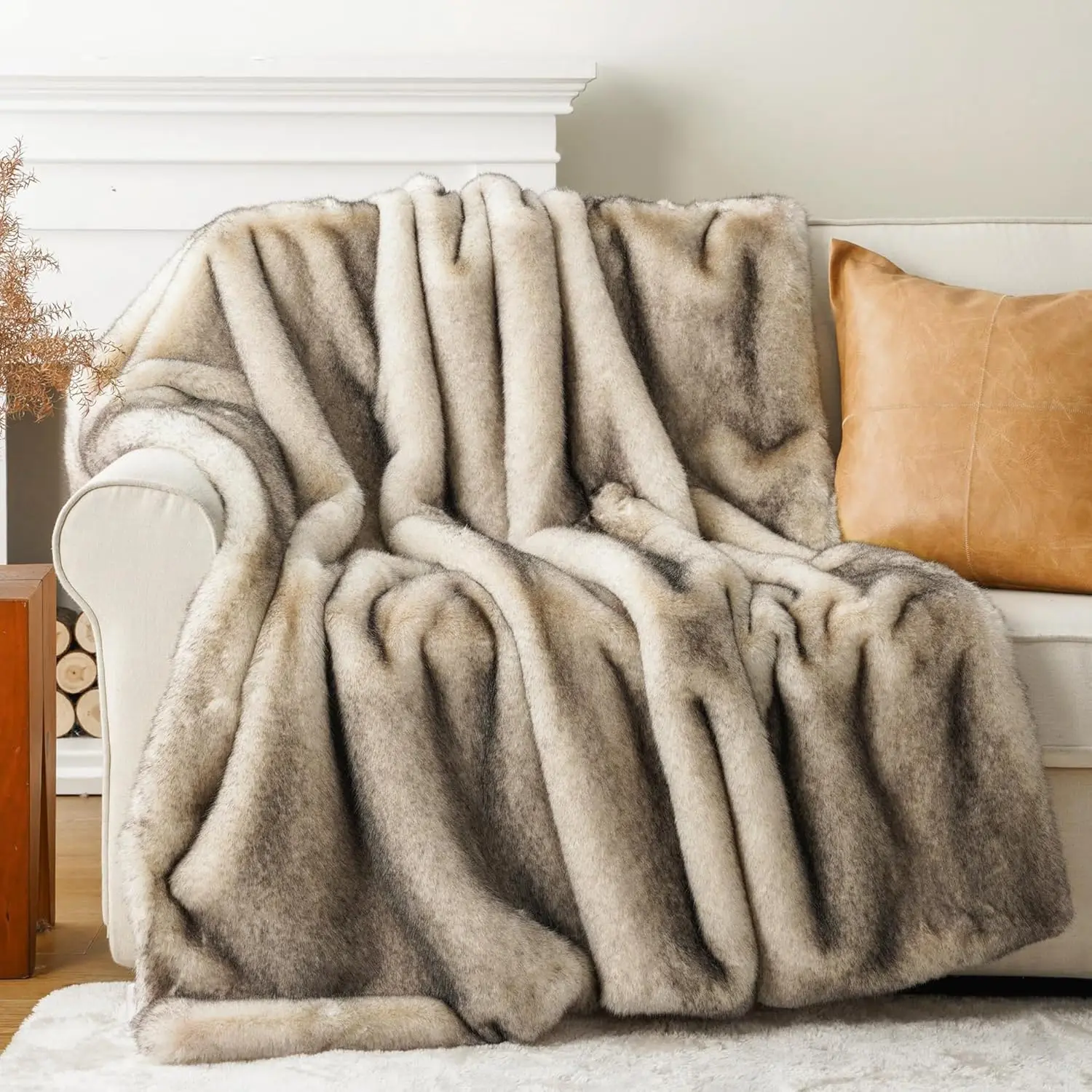 

Luxury Fluffy Throw Blanket, Cozy Soft Warm Fur Blanket For Couch, Sofa, Chair, Bed, Plush Fuzzy Fur Throws With Long Pile &