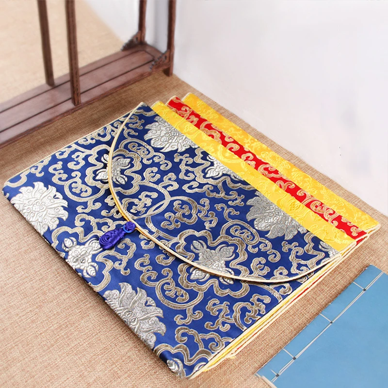 Retro Scripture Bag Book Buddhist Scripture Large-capacity High-end Chinese Style Rich Flower Dragon Pattern Jewelry Storage Bag