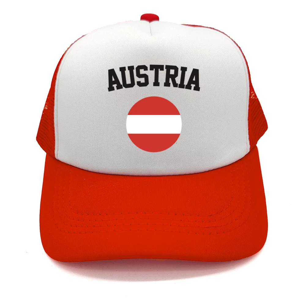 Austria Flag Trucker Hat Women Men Austrian Fans Gift Baseball Caps Summer Breathable Mesh Net Snapback Hats