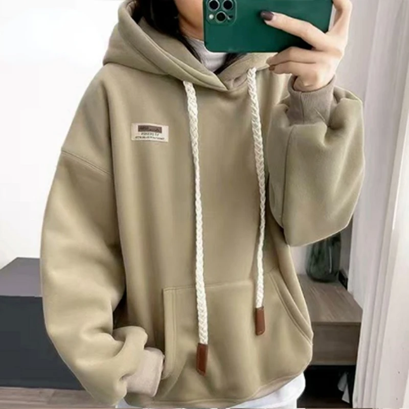 

Толстовки женские мешковатые с капюшоном одежда утепленные уютные передние карманы консервативный корейский модный девичий подростковый унисекс просто личный повседневный