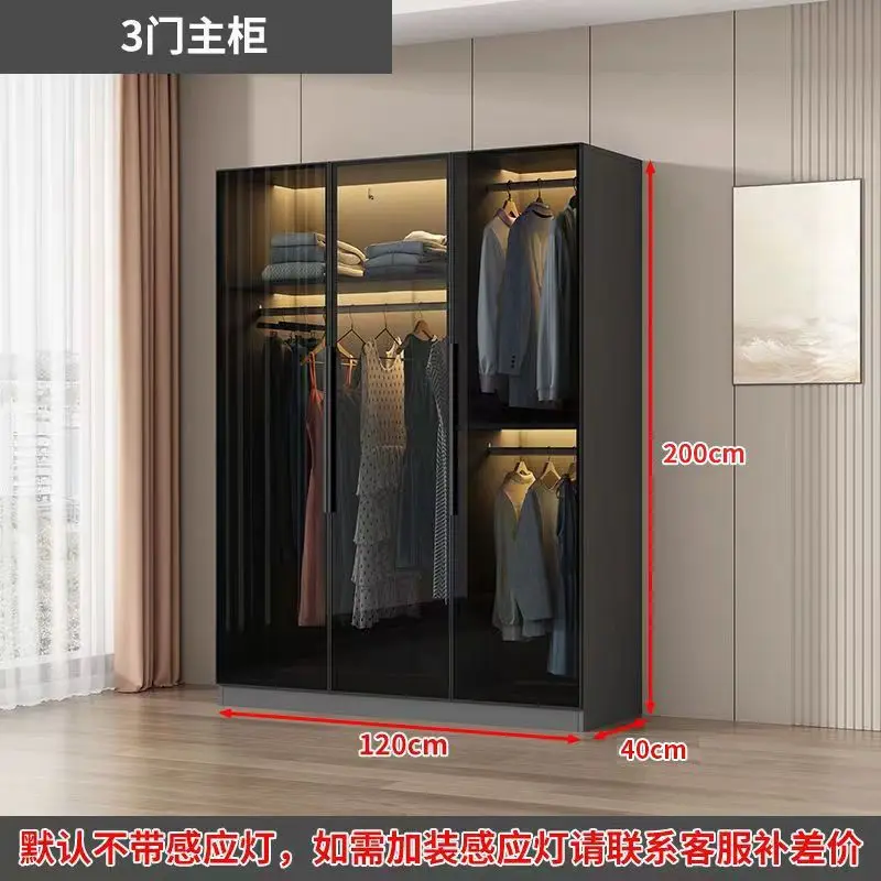 Household bedroom hanger glass door double door wardrobe glass cabinet