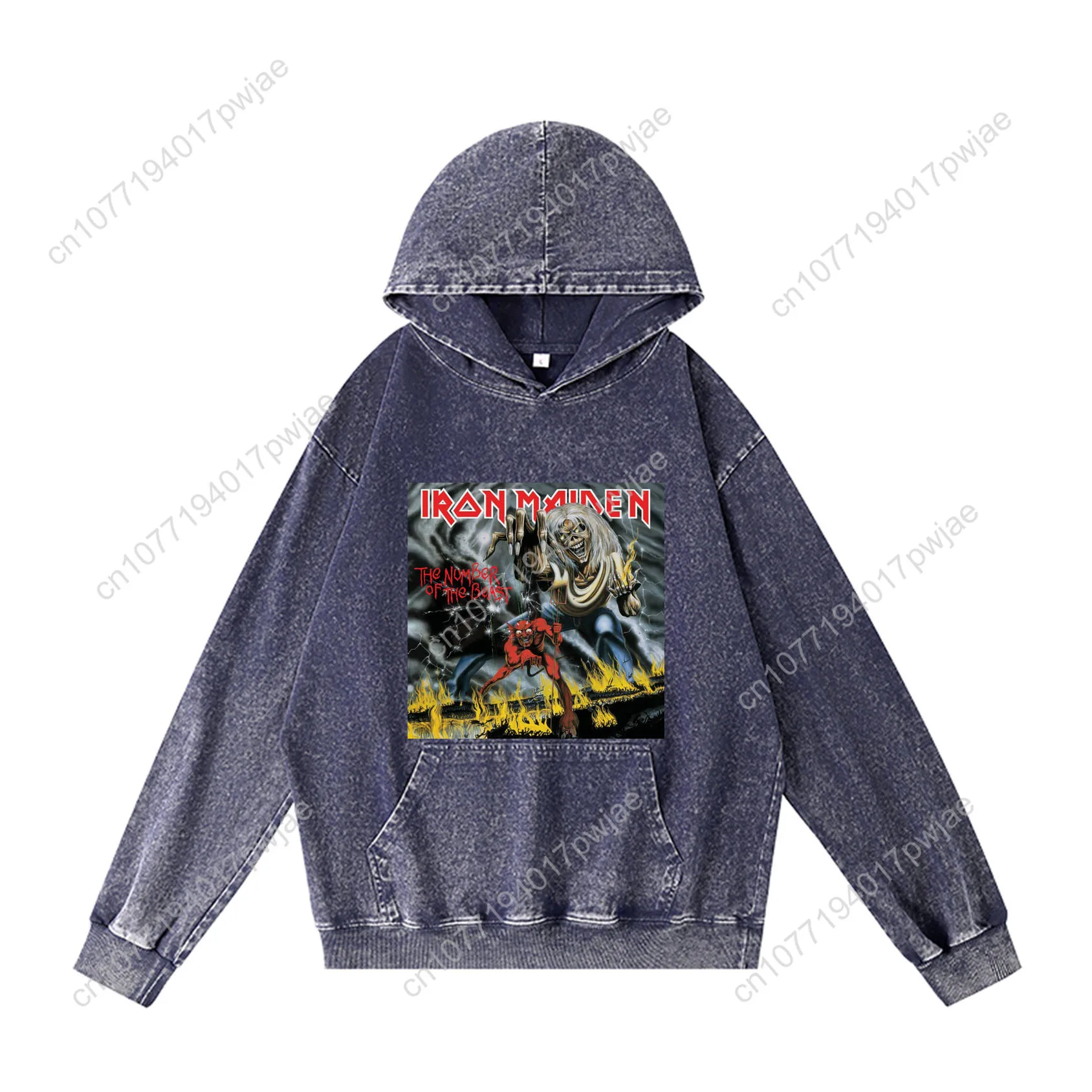 I-iron m-maidens Rock Band sweat à capuche hommes femme Vintage pull sweat avec poche surdimensionné haut personnalisé