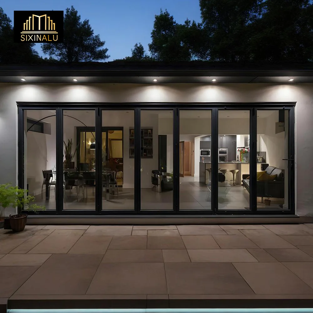 

Sixinalu Folding Accordion Door Exterior Interior Sliding Front Entry Doors Room Aluminum Double Glaszed Custom Home Decoration