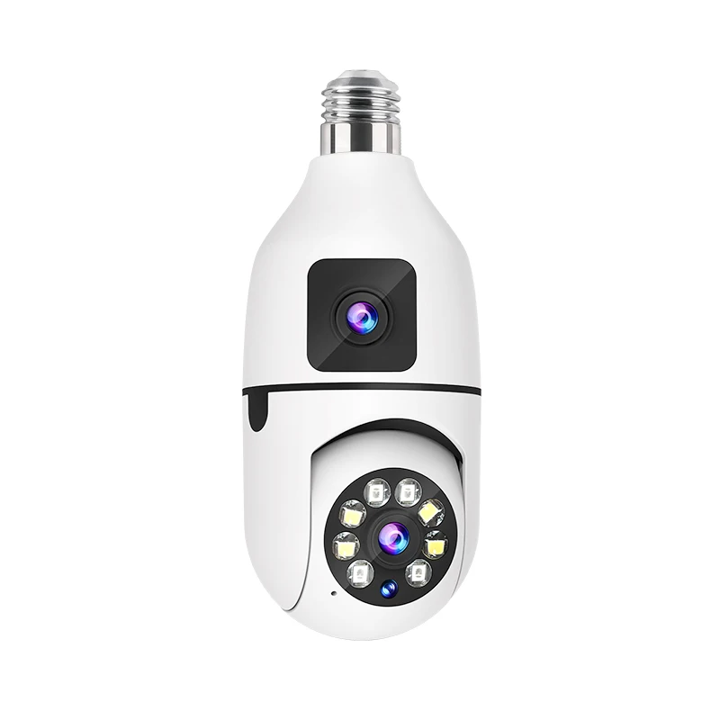 E27 Bulb WIFI Camera 8X Zoom Dual Lens Indoor Surveillance Human Tracking Wireless Two-way Audio Cameras Color Night Vision