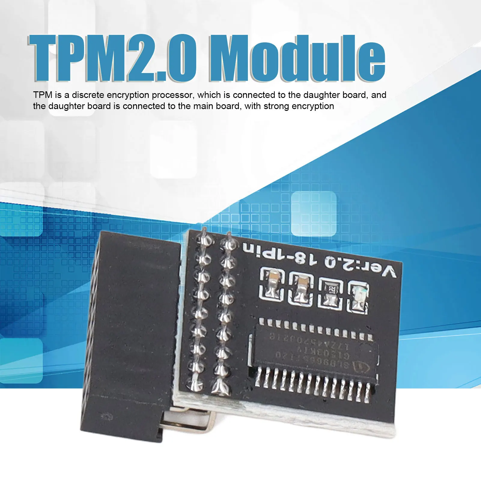 

Модуль TPM2.0 Модуль безопасности TPM2.0 18-контактный для материнской платы ASROCK LPC-карта для тестирования обновления WIN11, черный модуль безопасности TPM2.0