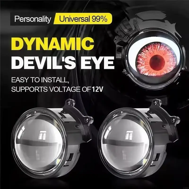 2025 New Automotive Motorcycle Dynamic Eye LED Lights Pattern Remote Control High Intensity ABS Easy Mount
