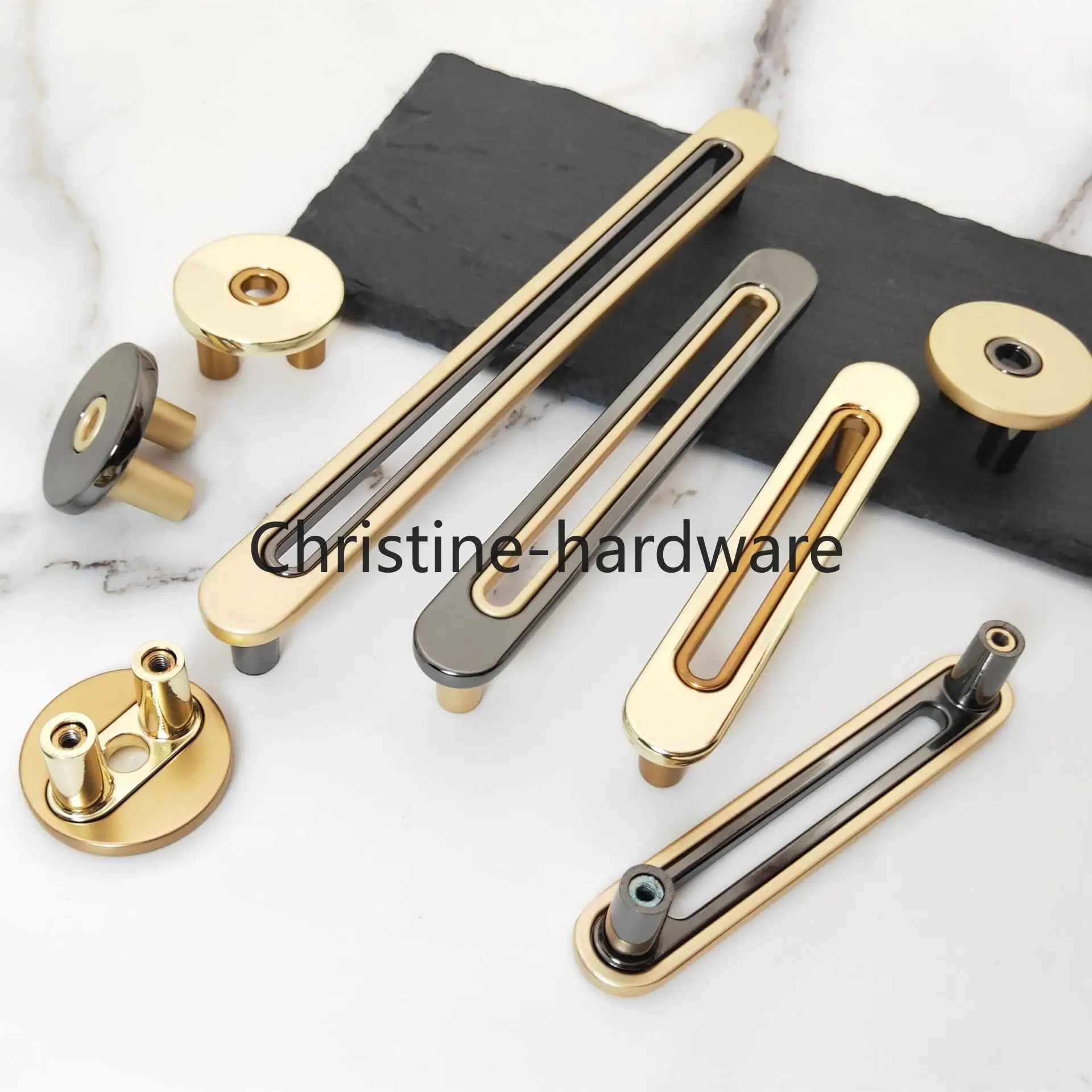 New Chinese style, black and gold combination zinc alloy cabinet door handle bathroom drawer cabinet door handle wardrobe handle