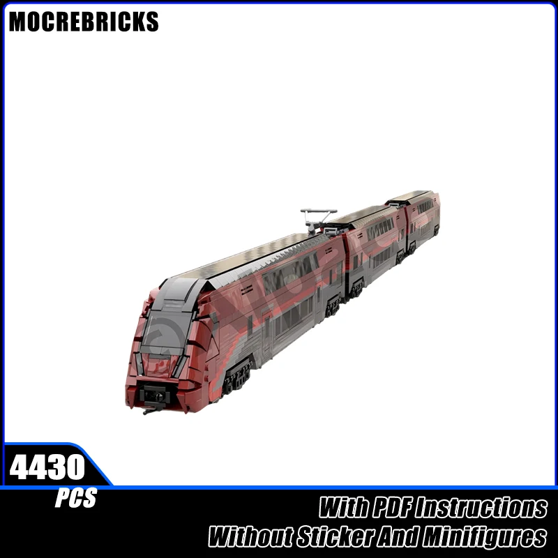 

MOC Austria Railway Railjet KISS 200, поезд, пассажирские каретки, строительные блоки, модель, кирпичи, игрушки для мальчиков, рождественский подарок