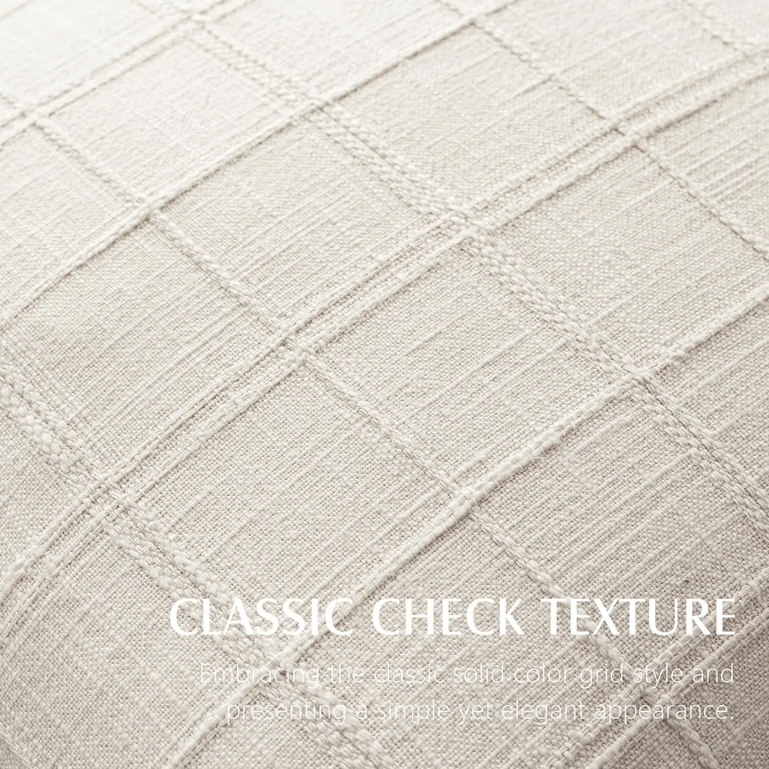 Set of 2 Decorative Linen Check Throw Pillow Covers Neutral Farmhouse Vintage Cushion Covers Modern Boho Home Decor For Sofa