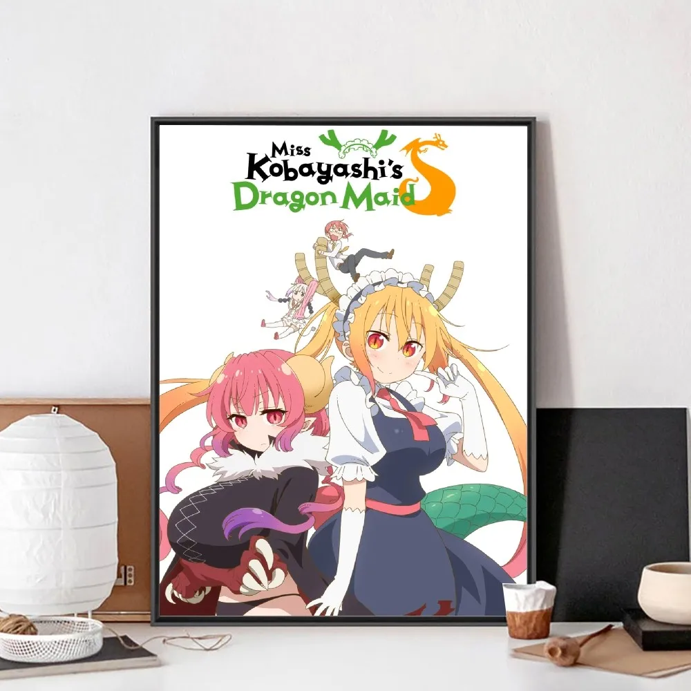 フレームなしドラゴンメイドポスター、クラフトポスター、クラブバーペーパー、ヴィンテージウォールアート絵画、寝室と学習ステッカー、kobayas彼をお見逃しなく