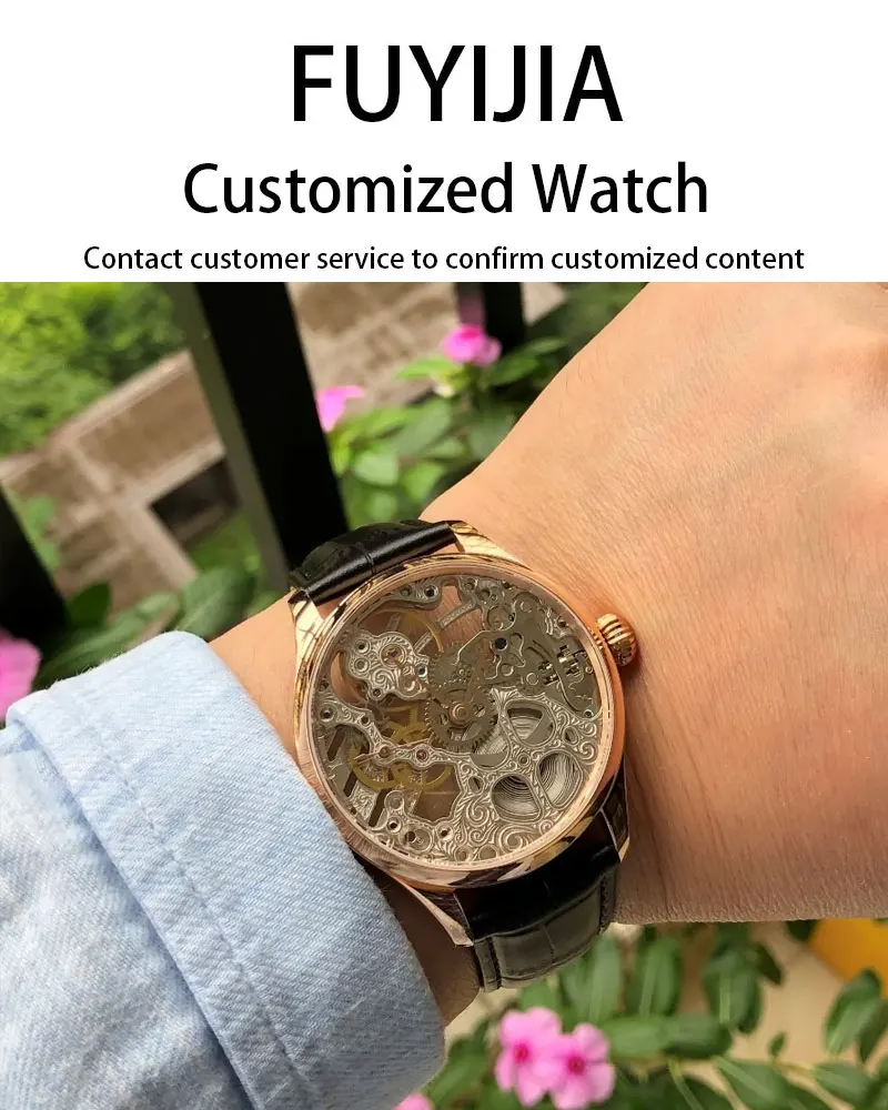 FUYIJIA Роскошные механические часы на заказ 40 мм ST3600SK с полым резным механическим механизмом, наручные часы, водонепроницаемые стальные часы FUYIJIA Роскошные механические часы на заказ 40 мм ST3600SK с полым резным механическим механизмом, наручные часы, водонепроницаемые стальные часы